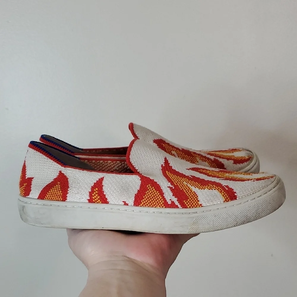 Rothy's Kids Flame Graphic Flats Size K3 White